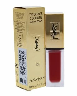 Hot Sale 😀 Yves Saint Laurent 👩 Women's 0.2oz 10 Carmin Statement Tatouage Couture Liquid Matte Lip & Cheek Makeup 🔔