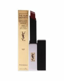 New 🔥 Yves Saint Laurent 0.07oz Rouge Pur Couture The Slim Sheer Matte 💄 Lipstick - 107 Bare Burgundy 👩 Women Lip & Cheek Makeup 👏