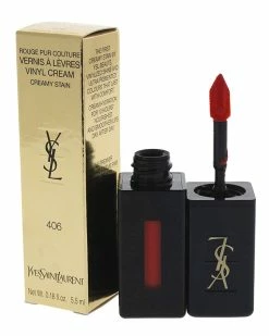 Brand new 👍 Yves Saint Laurent 0.18oz 402 Rouge Remix Rouge Pur Couture Vernis A Levres Vinyl Cream 👩 Women Lip & Cheek Makeup 😉