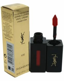 Best Sale 😍 Yves Saint Laurent 0.18oz Orange Electro Vernis A Levres Vinyl Cream Lip Stain 👩 Women Lip & Cheek Makeup 🤩