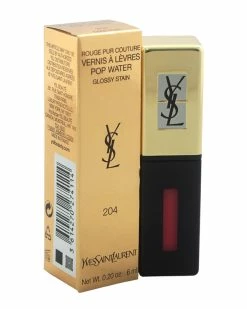 Hot Sale 🥰 Yves Saint Laurent 0.2oz #204 Onde Rose Rouge Pur Couture Vernis A Levres Pop Water 👩 Women Lip & Cheek Makeup 🥰