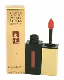 Best Pirce 💯 Yves Saint Laurent .2oz Corail Aquatique Rouge Pur Couture Vernis A Levres Glossy Stain 👩 Women Lip & Cheek Makeup 🧨