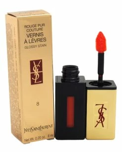Cheap 👍 Yves Saint Laurent .2oz Orange De Chine Rouge Pur Couture Vernis A Levres Glossy Stain 👩 Women Lip & Cheek Makeup 🎉