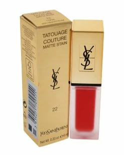 New 👍 Yves Saint Laurent 0.2oz Corail Anti-Mainstream Tatouage Couture Liquid Matte Lip Stain 👩 Women Lip & Cheek Makeup ⭐